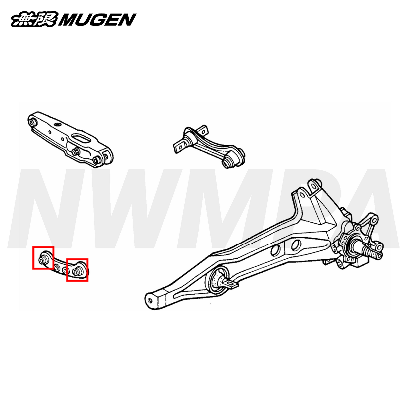 MUGEN BUSH SET, COMPENSATOR ARM - 4 PIECE SET - 94-01 INTEGRA GSR & TYPE R