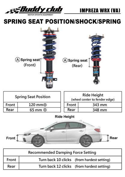 BUDDYCLUB SUBARU WRX STI (VAB) & WRX (VA) SPORTS SPEC DAMPER KIT