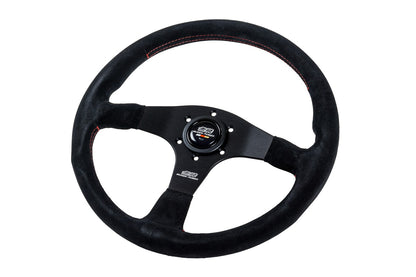 MUGEN RACING III, 350MM STEERING WHEEL - BLACK SUEDE RED STITCHING