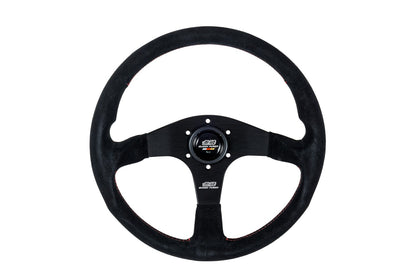 MUGEN RACING III, 350MM STEERING WHEEL - BLACK SUEDE RED STITCHING