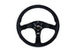 MUGEN RACING III, 350MM STEERING WHEEL - BLACK SUEDE RED STITCHING